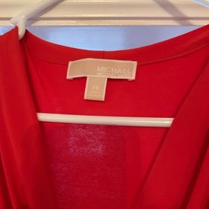 Red Michael kors high low, wrap dress.